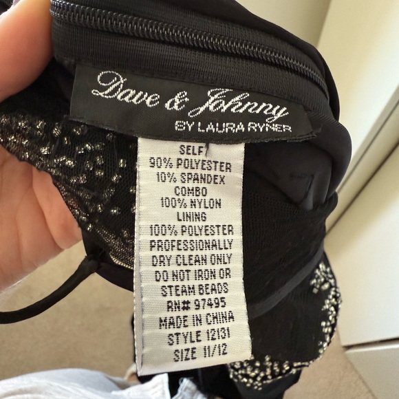 Vintage Dave & Johnny Laura Ryner Black Velvet Maxi Dress w Embellishments Y2K - Picture 7 of 8